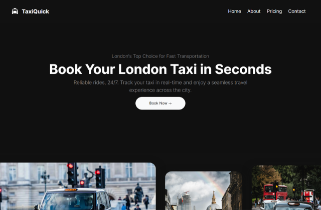 Screenshot of TaxiQuick web application